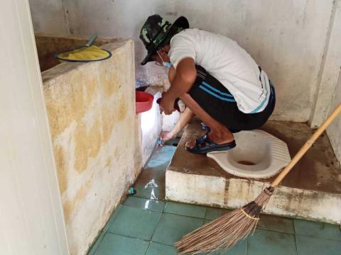 สมาชิกอาสาสมัครท้องถิ่นรักษ์โลก ร่วมกันทำกิจกรรม ฺBig cleaning day ในเขตตำบลโคกสะอาด